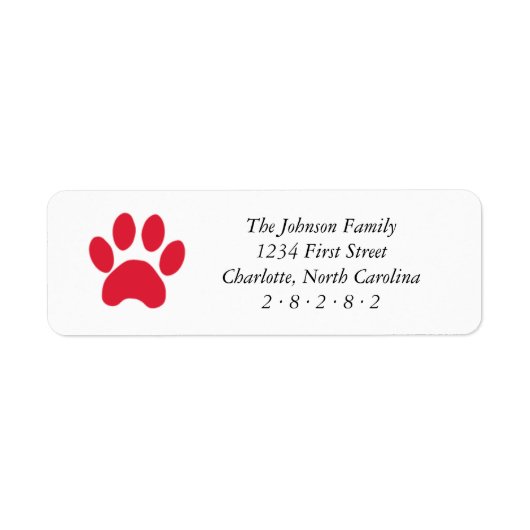 Red Paw Print Vakantie Etiket (Voorkant)
