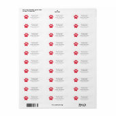 Red Paw Print Vakantie Etiket (Full Sheet)