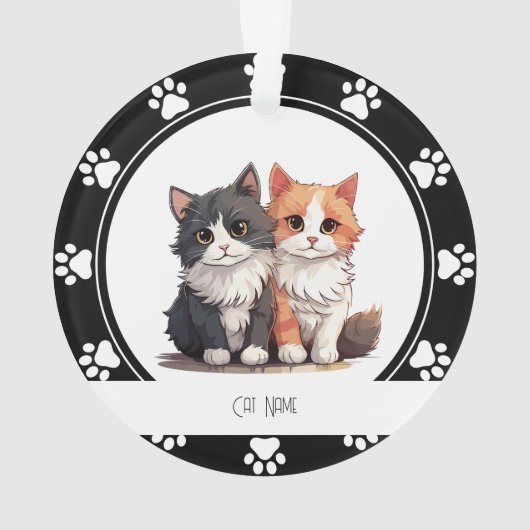 Red Paw Prints Kattennaam Ornament (achterkant)