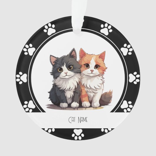 Red Paw Prints Kattennaam Ornament (voorkant)