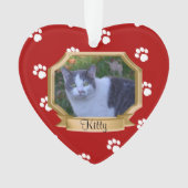 Red Paw Prints Pet Foto Ornament (voorkant)