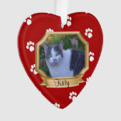 Red Paw Prints Pet Foto Ornament (voorkant)