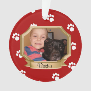 Red Paw Prints Pet Foto Ornament