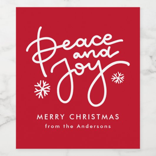 Red Peace and Joy Holiday Wijn Etiket (Enkel label)