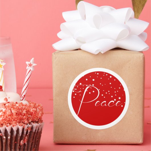 Red Peace Holiday Kerstmis Ronde Sticker (Feest)