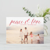 Red Peace & Love Glitter Bekijk foto Feestdagenkaart (Staand voorkant)