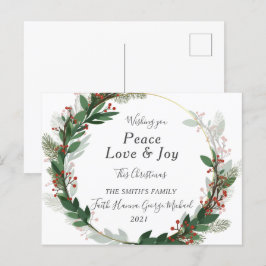 Red Peace Love Joy Family Merry Kerstmis Briefkaar Briefkaart