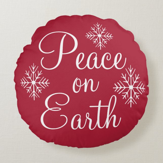 Red Peace on Earth Pillow Rond Kussen (Voorkant)