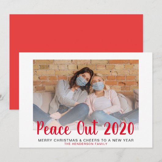 Red Peace Out 2020-kerstfoto 2020 Feestdagenkaart (Voorkant / Achterkant)