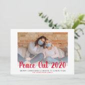Red Peace Out 2020-kerstfoto 2020 Feestdagenkaart (Staand voorkant)