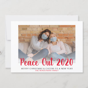 Red Peace Out 2020-kerstfoto 2020 Feestdagenkaart