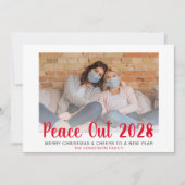Red Peace Out-kerstfoto's nieuwjaar Feestdagenkaart (Voorkant)