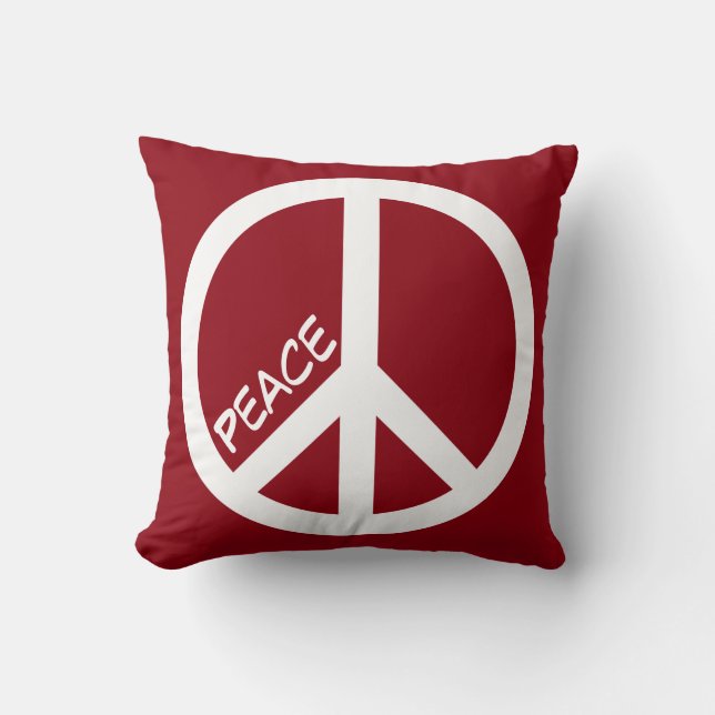 Red Peace Sign Pillow Kussen (Voorkant)