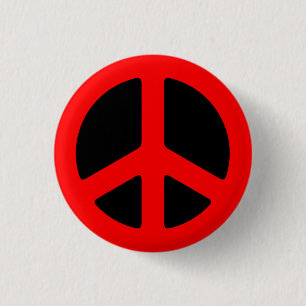 Red Peace Sign Ronde Button 3,2 Cm