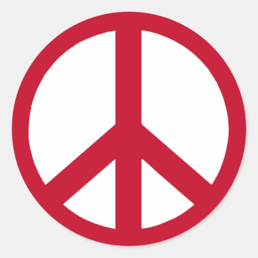 Red Peace Sign Ronde Sticker (Voorkant)