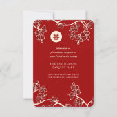 Red Peach bloesems Double Xi Weddenschap Receptie Kaart (Voorkant)