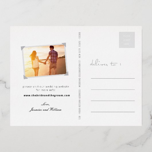 Red Peach Blossoms Double Xi Photo Save The Date Folie Uitnodiging Briefkaart (Achterkant)