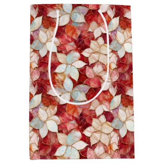 Red Peach Pearl Floral Medium Cadeauzakje (Voorkant)
