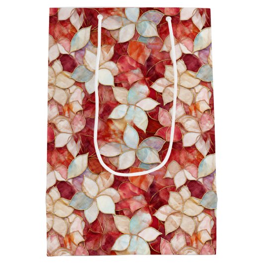 Red Peach Pearl Floral Medium Cadeauzakje (Achterkant)