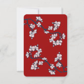 Red Peach/Plum Blosbezems Dubbelgeluk Opvang Kaart (Achterkant)