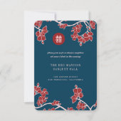 Red Peach/Plum Blosbezems Dubbelgeluk Opvang Kaart (Voorkant)