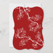 Red Peach/Plum Blossom Double Happiness Wedding Kaart (Achterkant)