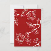 Red Peach/Plum Blossom Double Happiness Wedding RSVP Kaartje (Achterkant)