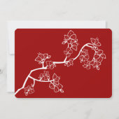 Red Peach/Plum Blossom Flowers Asian Weduwfoto Save The Date (Achterkant)
