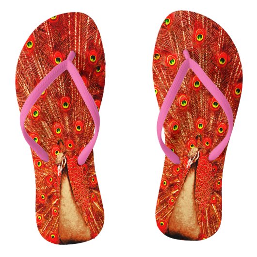 Red Peacock die zijn rode veren laat zien, Teenslippers (Voetbed)