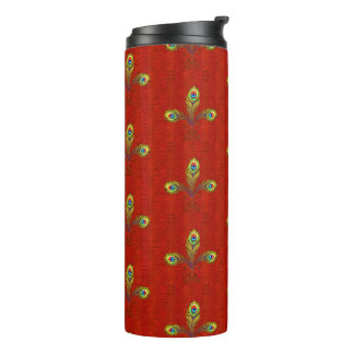 Red Peacock Fleur de Lis Thermosbeker