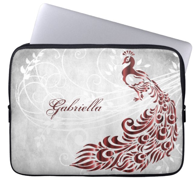Red Peacock-laptophoes op maat Laptop Sleeve (Voorkant)