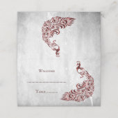 Red Peacock Leaf Vine Reception Place Card Plaatskaartje (Buitenkant ongevouwen)