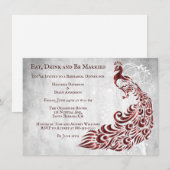 Red Peacock Leaf Vine Rehearsal Dinner Invite Kaart (Voorkant / Achterkant)