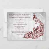 Red Peacock Leaf Vine Rehearsal Dinner Invite Kaart (Voorkant)