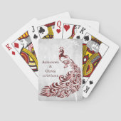 Red Peacock Leaf Vine Wedding Favor Card Deck Pokerkaarten (Achterkant)