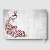 Red Peacock Leaf Vine Wedding Guestbook Gastenboek (Achterkant)
