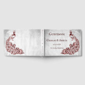 Red Peacock Leaf Vine Wedding Guestbook Gastenboek (Volledig)