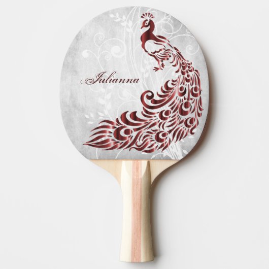 Red Peacock Personalized Ping Pong Paddle Tafeltennisbatje (Voorkant)