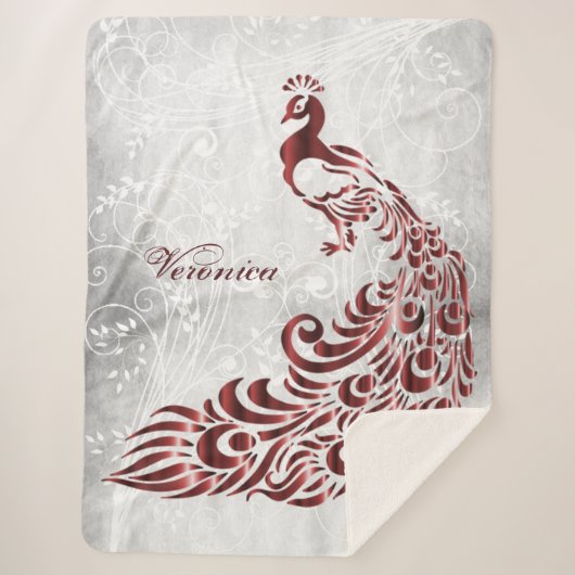 Red Peacock persoonlijke Sherpa Blanket Deken (Voorkant)