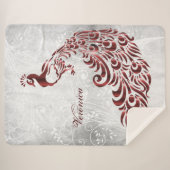 Red Peacock persoonlijke Sherpa Blanket Deken (Voorkant (horizontaal))