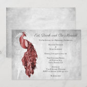 Red Peacock Rehearsal Dinner Invitation Kaart (Voorkant / Achterkant)
