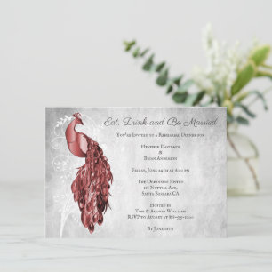 Red Peacock Rehearsal Dinner Invitation Kaart