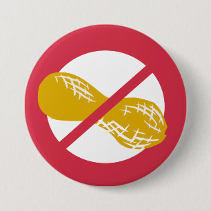 Red Peanut Free Nut Allergy Kinder Ronde Button 7,6 Cm