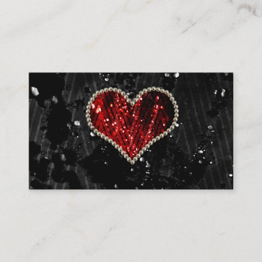 Red Pearl Heart Visitekaartje (Voorkant)