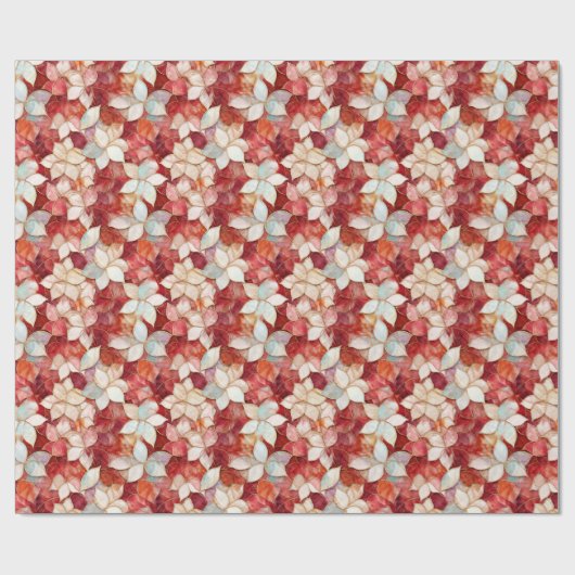 Red Pearl Peach Floral Cadeaupapier (Vlak)