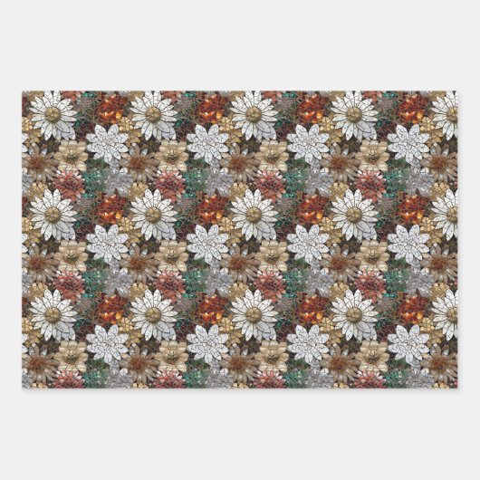 Red Pearl Peach Floral Inpakpapier Vel (Voorkant 3)