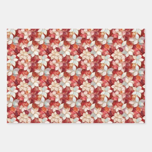 Red Pearl Peach Floral Inpakpapier Vel (Voorkant)
