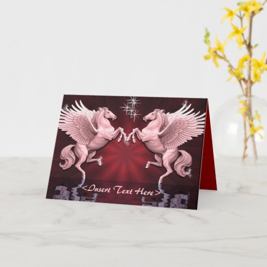 Red Pegasus Reflection Wenskaart Kaart (Gele Bloem)