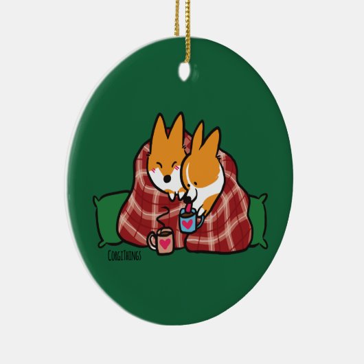 Red Pembroke Snuggle Corgi Ornament (Rechts)