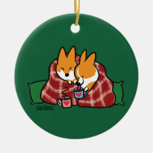 Red Pembroke Snuggle Corgi Ornament